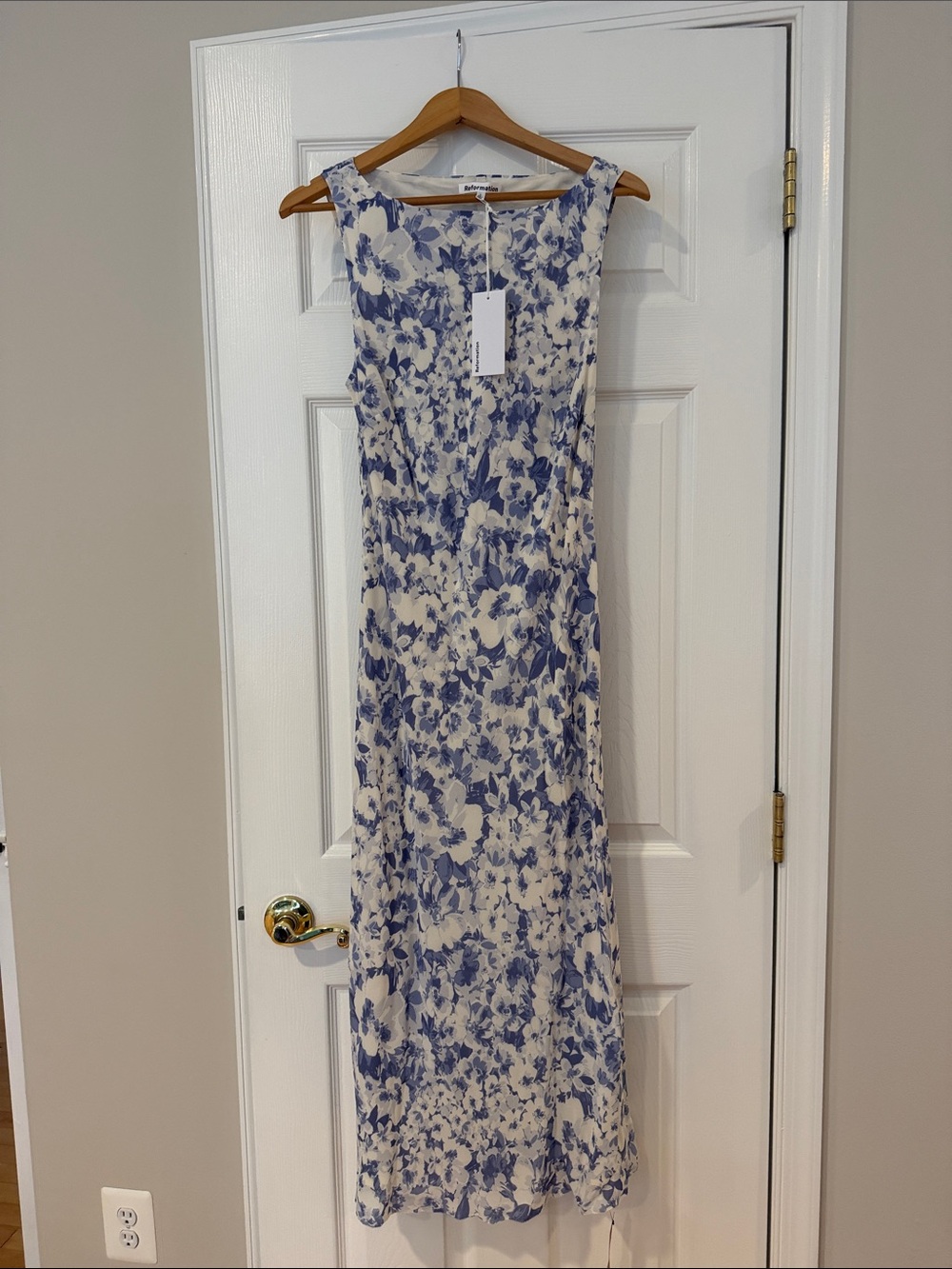 Sleeveless Blue Floral Maxi Dress - Reformation- TAGS ON, NEVER WORN
